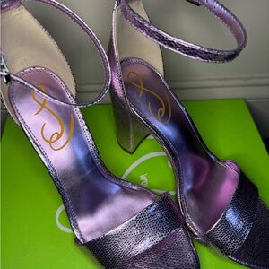 Sam Edelman Yaro mirrored and lizard-effect leather Heels Purple Women’s 6.5 NWT